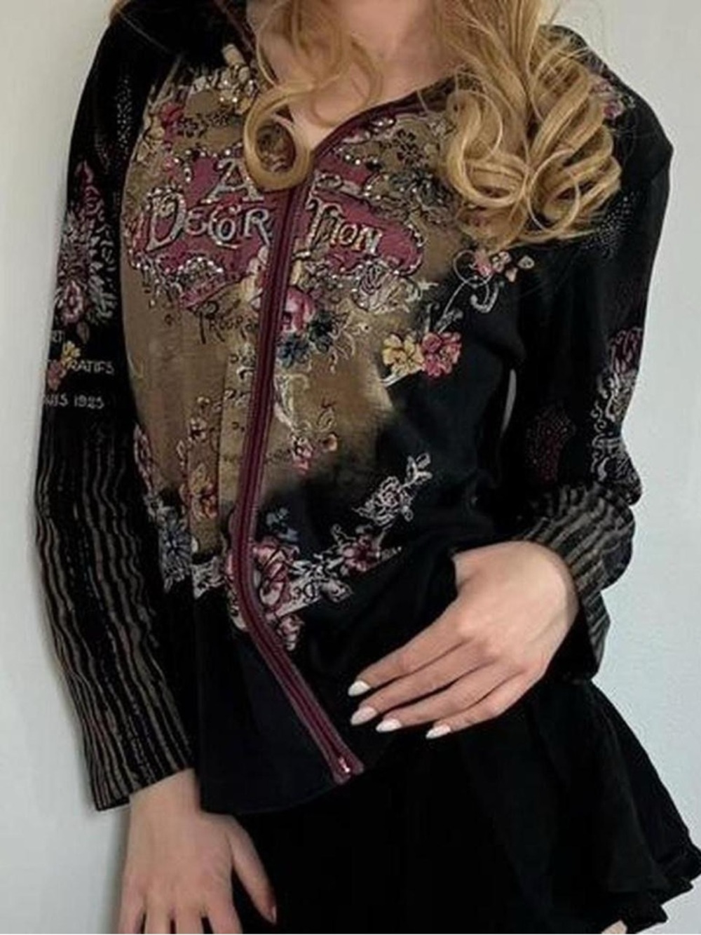 Y2K Vanilla Sugar Art Deco Zip Up Jacket